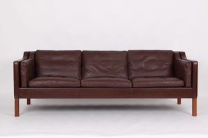 Børge Mogensen sofa model 2213, chokoladebrunt læder 