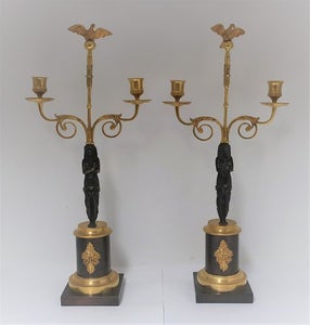 Empire bronze stager. Formentlig franske ca 1810. Et Par. Hø