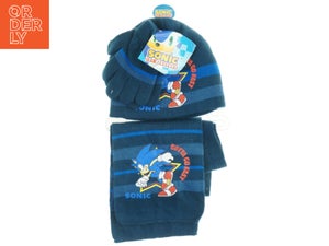 Sonic The Hedgehog hue, halstørklæde og vanter sæt (str. 38 x 22 cm)