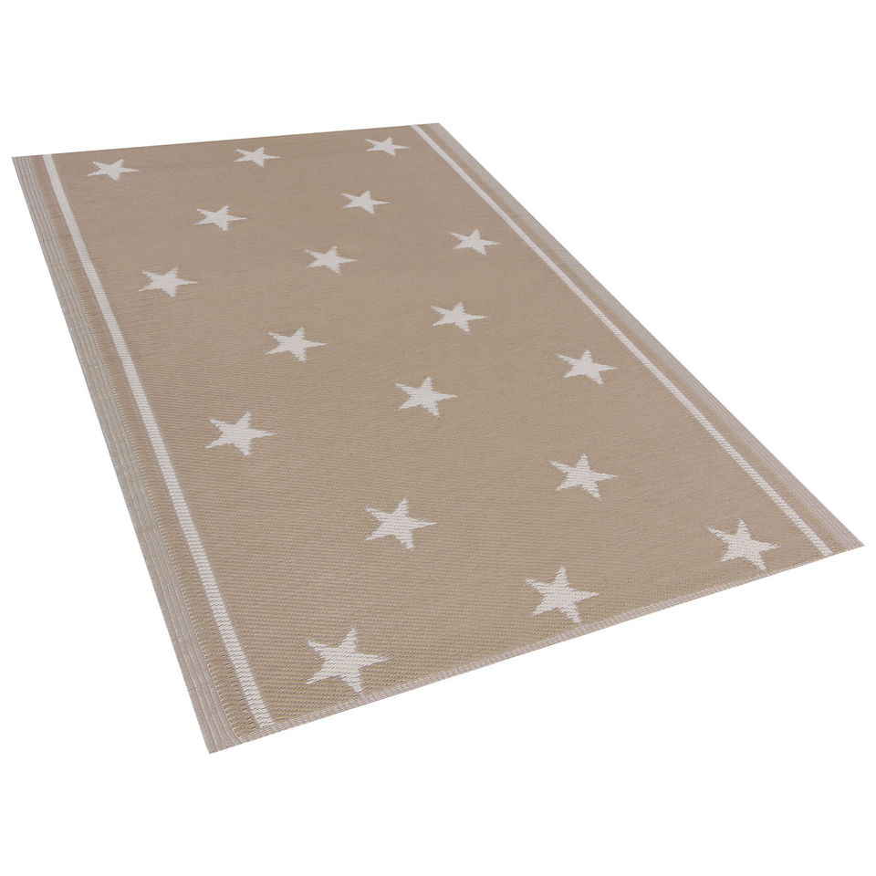 Udendørs tæppe beige/hvid polypropylen 120 x 180...