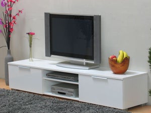 Bergamo Tv-bord med 2 skuffer og 2 hylder bredde 172 cm, højde 33 cm hvid høj...