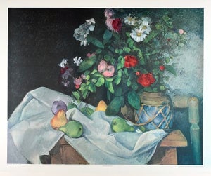 Paul Cezanne (after) - Still life with flowers and fruit  - Collotype Print -...