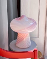Vintage pink/white Murano mushroom table lamp (...