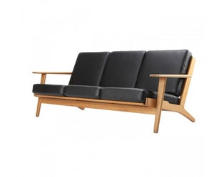 Wegner ge-290 3.pers sofa nypolstret i sort læder