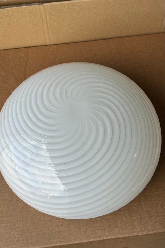 D:36 cm Vintage Murano hvid plafond loftlampe /...