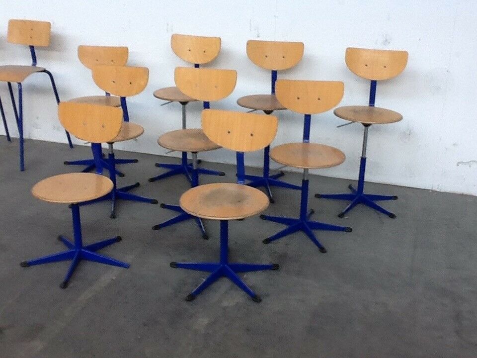 Skolestole blå 9 stk 5 egers fod - pris/stk