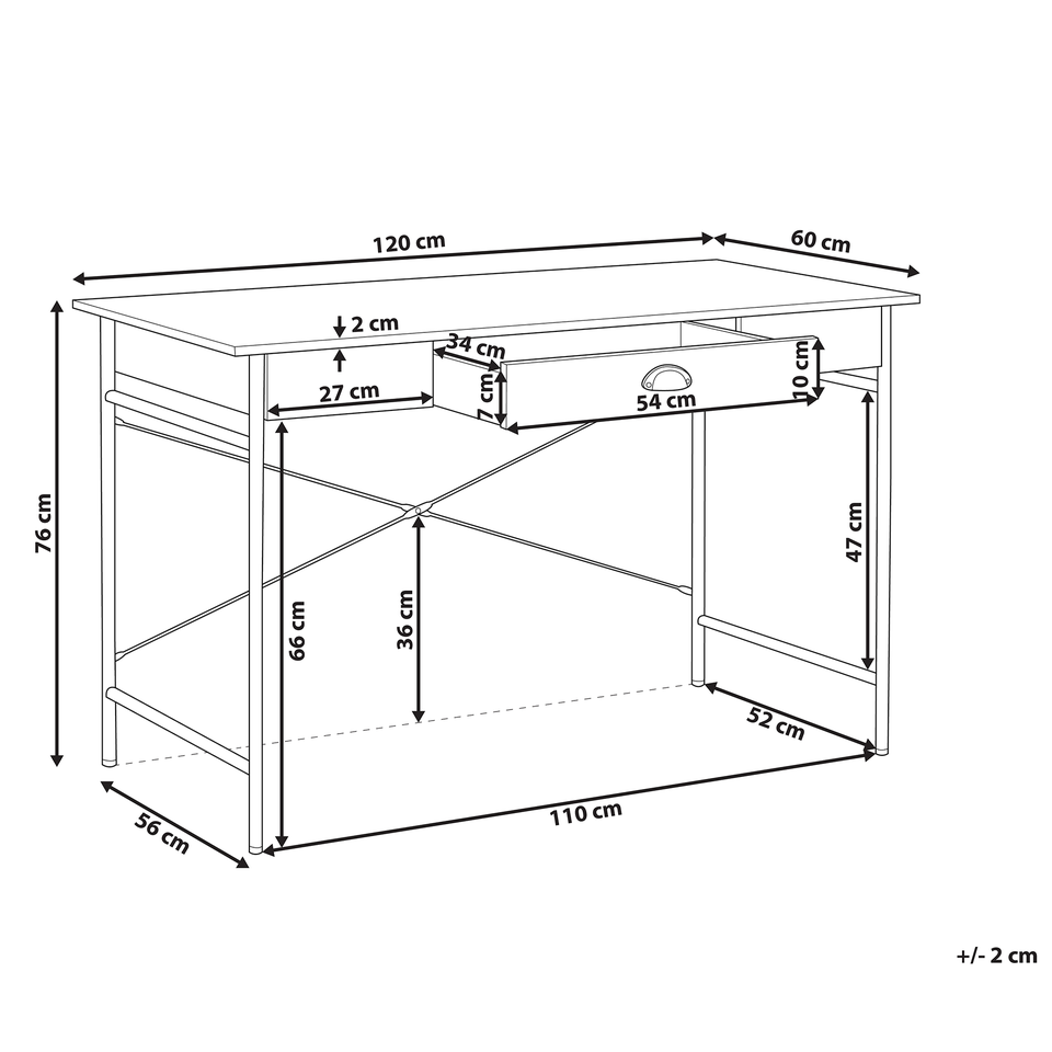 Skrivebord 120 x 60 cm Mørkt Træ Brungrå CASCO