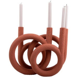 Present Time Lysestage - Rings - Terracotta - Lysestager Hos Coop