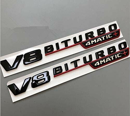 V8 Biturbo Mercedes AMG emblem sort rød