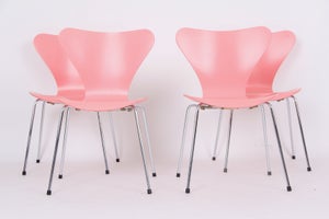 Arne Jacobsen 3107, 4 rosa/pink stole Fritz Hansen