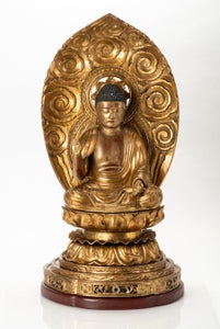 An important and excellent lacquered-wood seated Figure of Amida Buddha on a ...