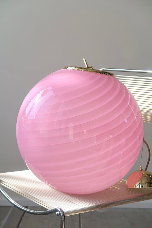 D:40 cm Stor Murano bubble gum lyserød pink rund...