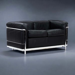 Le Corbusier Cassina LC2 Black Leather Two-Seater Sofa – A Design Icon