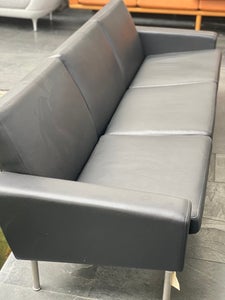 Hans J Wegner, 3 pers sofa, Ge 34, brugt, Nypolstret i læder