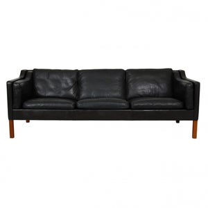 Børge Mogensen 3.pers sofa 2213 i patineret sort læder