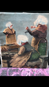 Maleri af fiskerkoner 