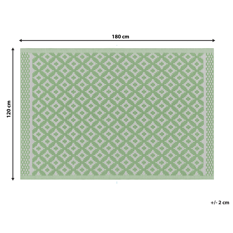 Udendørs tæppe grøn/hvid polypropylen 120 x 180...