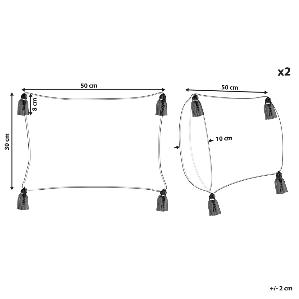 Pyntepude rød/hvid bomuld 30x50cm sæt af 2 ANTHE...