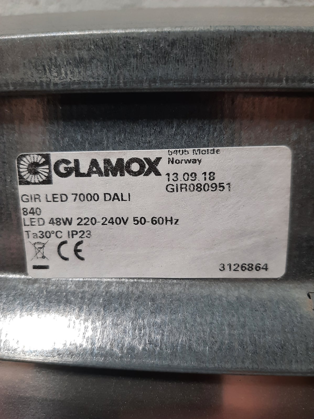 Glamox led 7000 dali armatur, 1148 x 130 x 155 mm