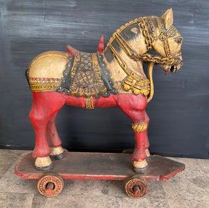 Indisk hest på hjul - Træ - Indien - anden halvdel af det 20. århundrede