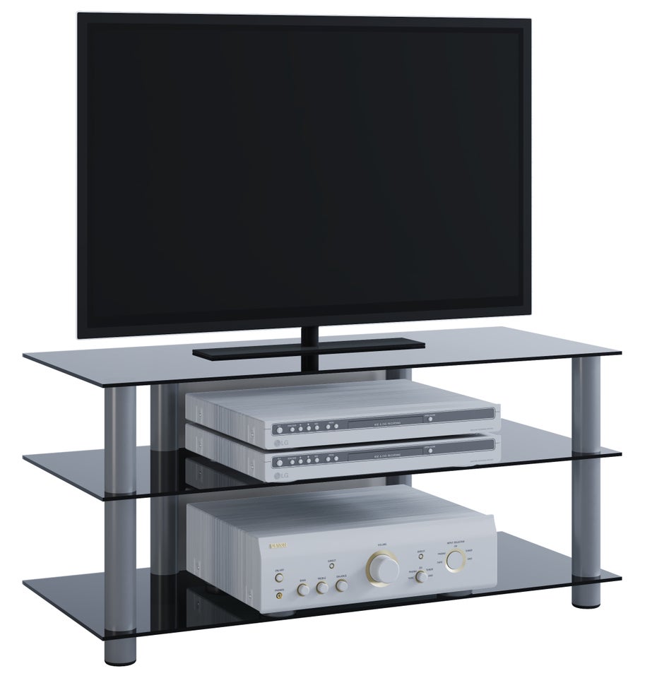 Netasa TV-Møbel med 3 glashylder, sølvfarvet, so...