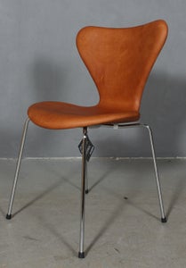 (Ny)Arne Jacobsens 7´erstole model 3107, Vintage anilin læder.