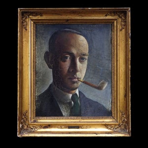 Victor Isbrand selvportræt. Victor Isbrand, 1897-1988, olie
