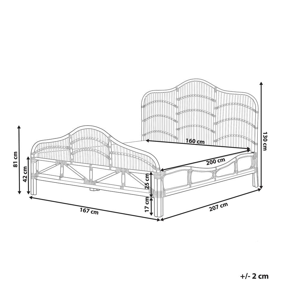 Dobbeltseng lyst rattan 160 x 200 cm DOMEYROT