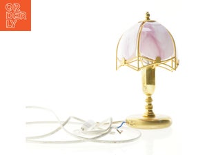 Lampe med lyserød glaskuppel (str. 23 x 13 cm)