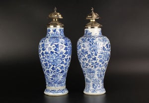 Baluster vase - Porcelæn, Sølv - Kina - Kangxi (1662-1722) - Med sølvbeslag