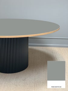 Rundt spisebord på søjle, NYT, linoleumsoverflade, Ø110 - Ø160 cm