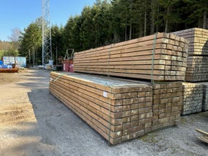 tømmer, trykimprægn., kr. 75/m, 100x200 mm, L:6 m