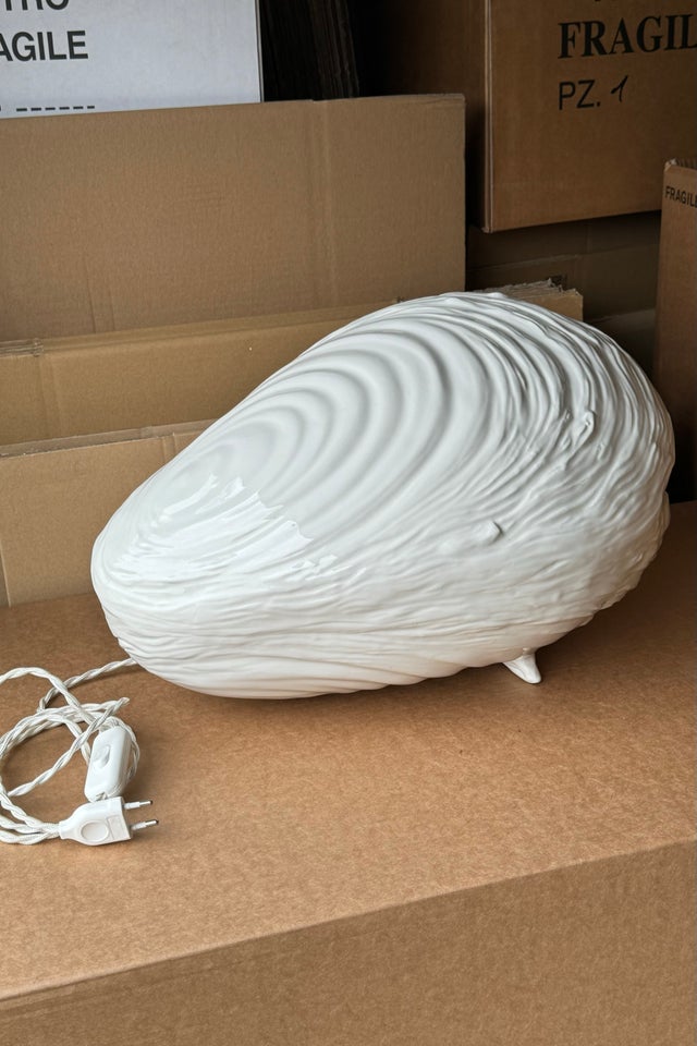L:48 cm Ekstra stor vintage hvid keramik musling...