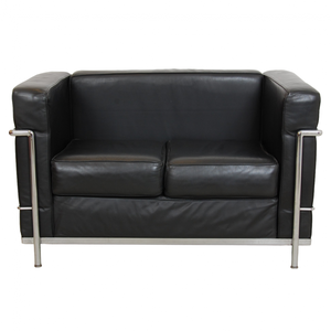 Le Corbusier LC-2 2.pers sofa i patineret sort læder