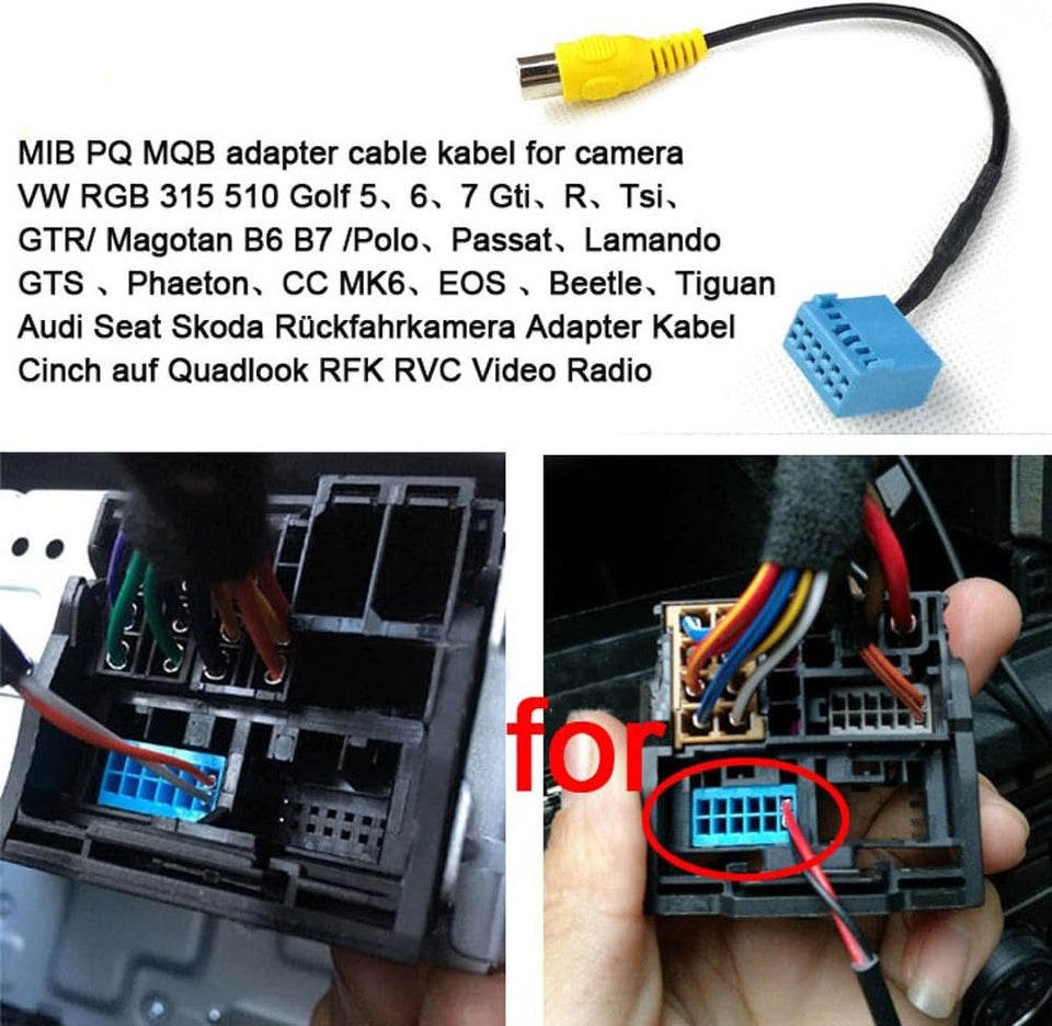 MIB RVC bakkamera kabel adapter erstatning til V...