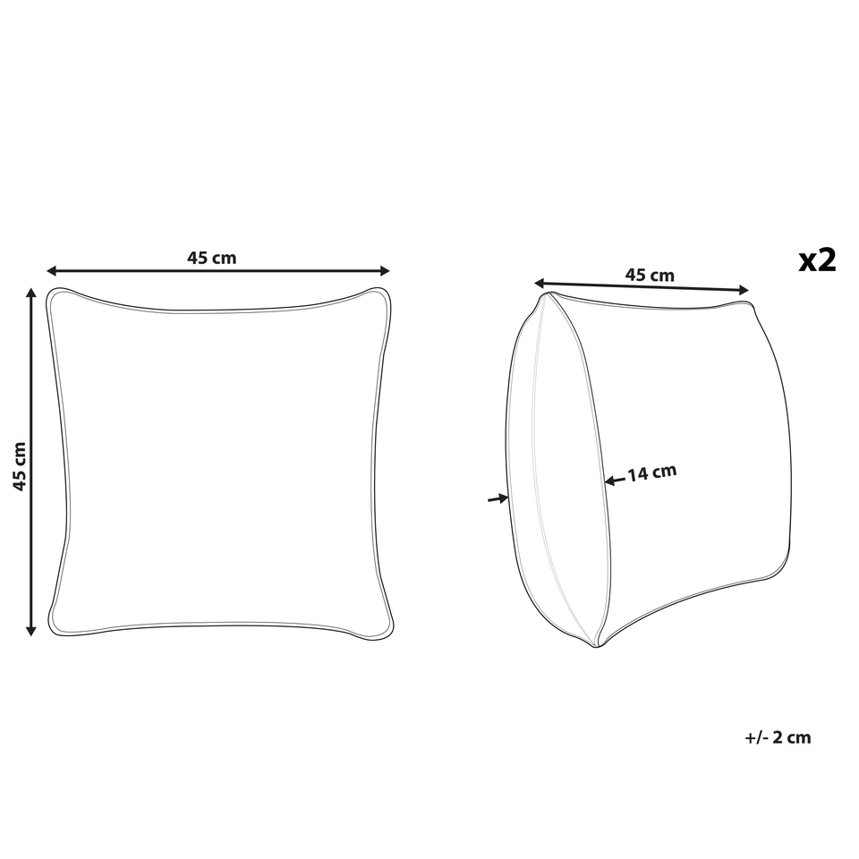 2 bomuldstuftede pyntepuder med kvaster 45 x 45...