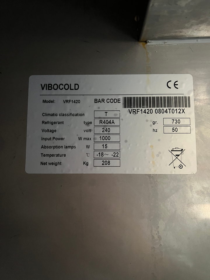 AUKTION: Vibocold VRF1420 Dobbelt Fryseskab 