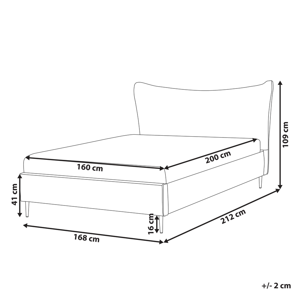 Velour seng 160 x 200 cm grå CHALEIX