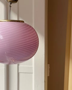 Vintage oval pink swirl Murano ceiling lamp (D40)