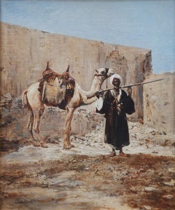 Léon Belly (1827-1877) (Attribué à) - An arab soldier and his camel