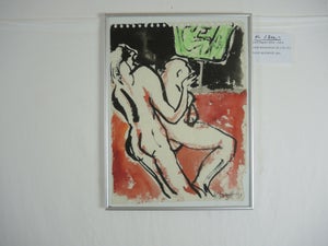 Karen Degett, akvarel. Erotisk komposition (31 x 41 cm.)