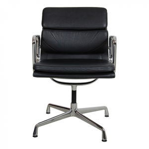 Charles Eames Ea-208 softpad stol i sort læder 24 STK PÅ LAGER 