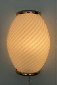 2x 23x15 cm Vintage Murano hvid swirl væglampe med messing 