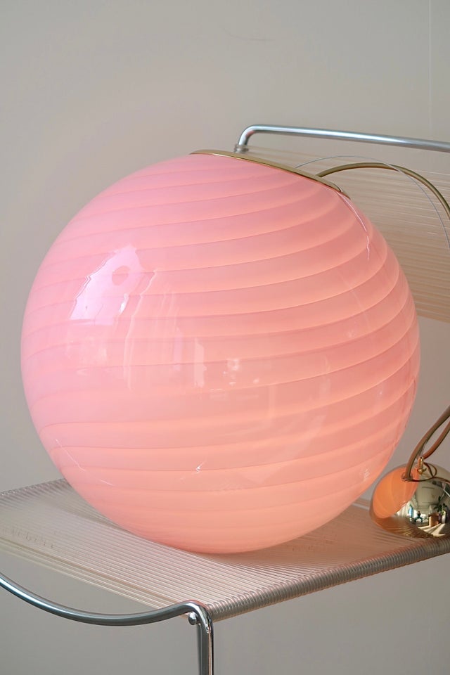 D:40 cm Stor Murano bubble gum lyserød pink rund...