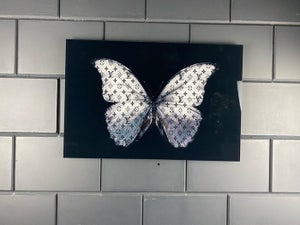 Mike Blackarts - Silver Butterfly with diamonds plexiglass artwork