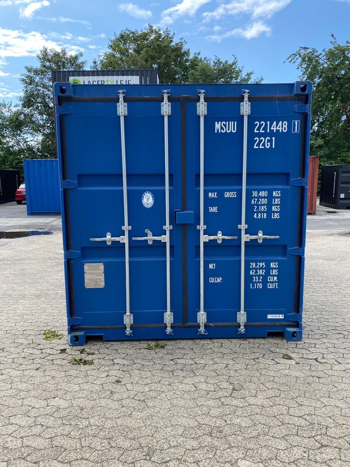 Ny 20 fods Container i Blå. Andre farver haves.