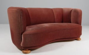 Dansk Møbelproducent, banan sofa fra 1940’erne, velour