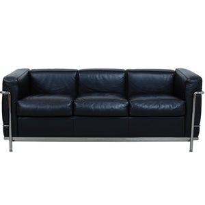 Le Corbusier LC-2 3-personers sofa i sort læder