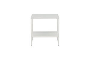 Staal  hjørnebord med hylde 51x51 cm hvid.