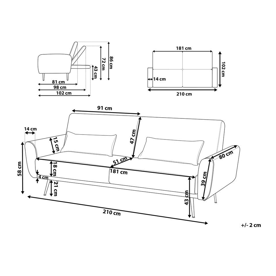 3-pers. sofa EINA Sort Velour